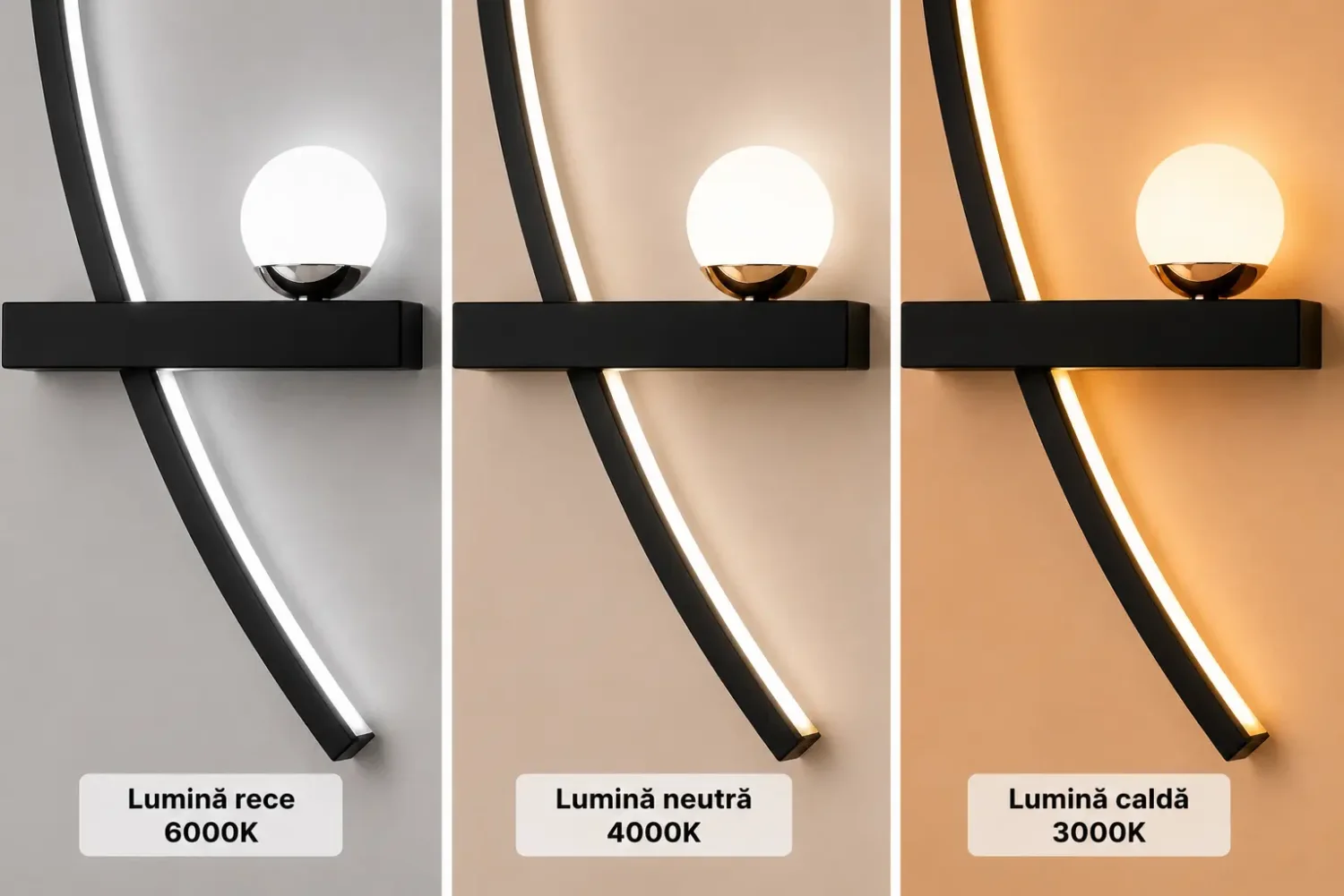 Ela-aplica led semiluna neagra