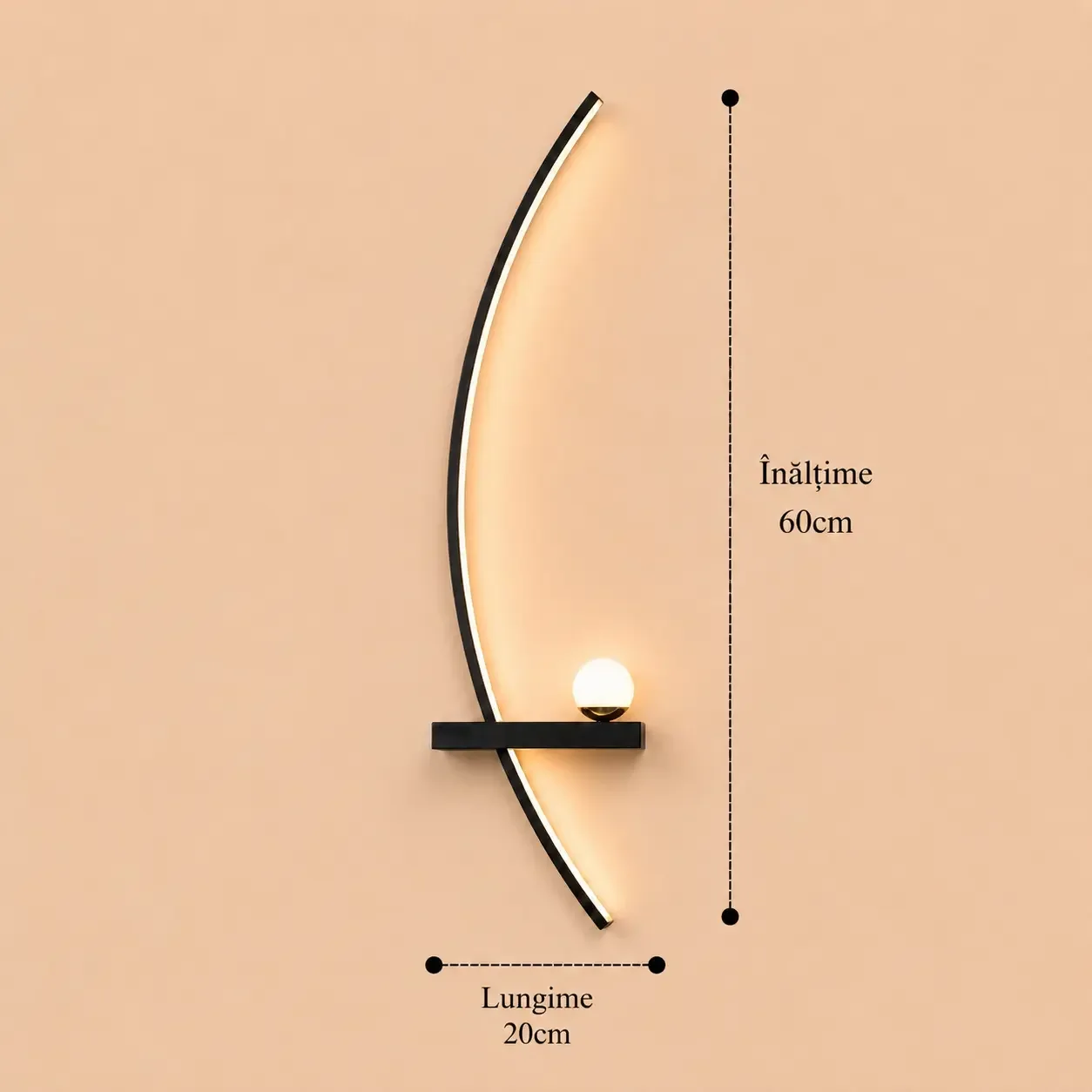 Ela-aplica led semiluna neagra