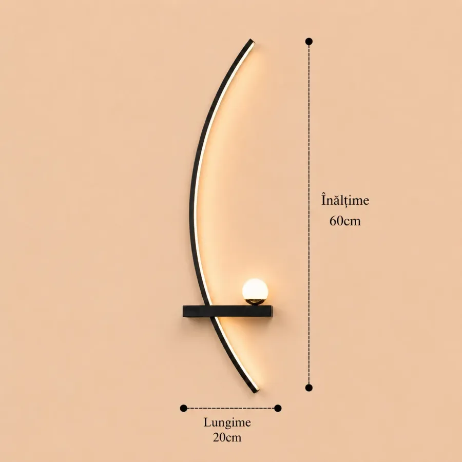 Ela-aplica led semiluna neagra