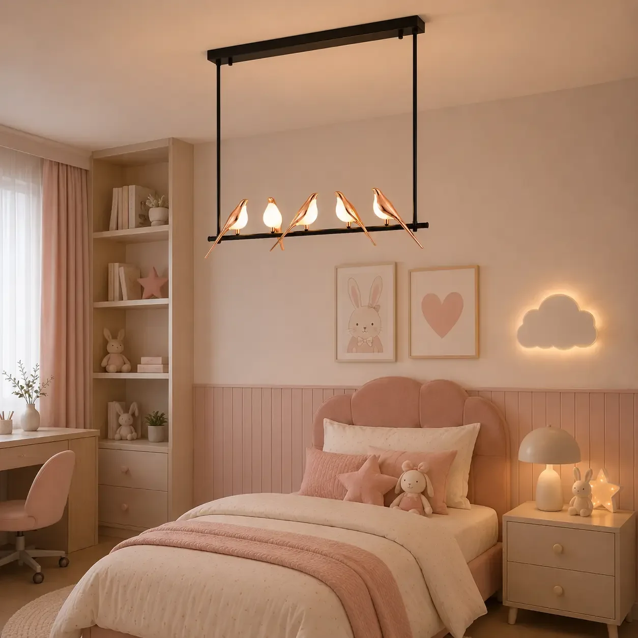 Bird-lustra led 5 pasari
