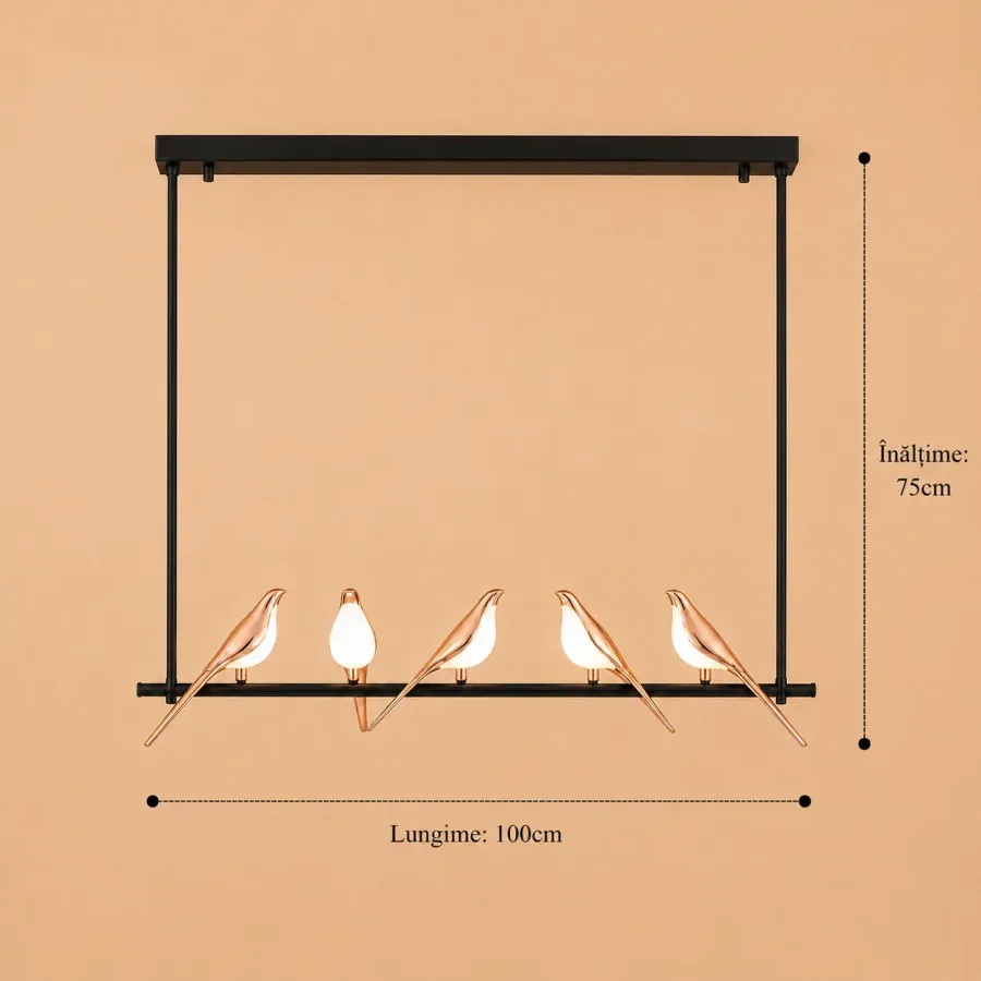 Bird-lustra led 5 pasari