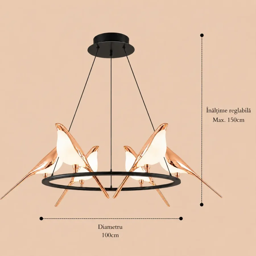 Bird-lustra led 6 pasari reglabila