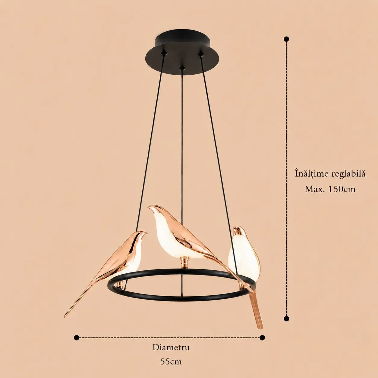 Bird-lustra led 3 pasari reglabila
