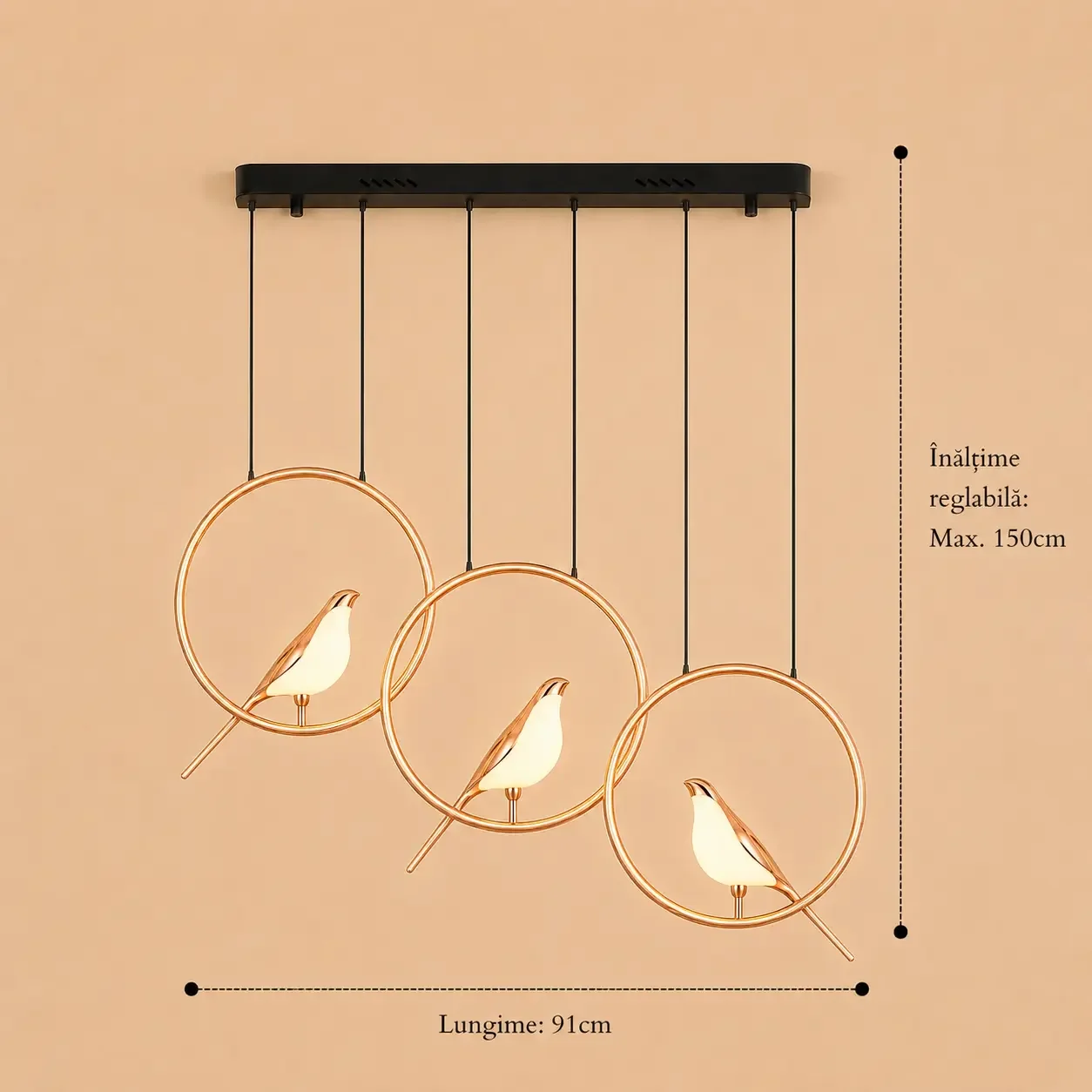Bird-lustra led 3 pasari reglabila