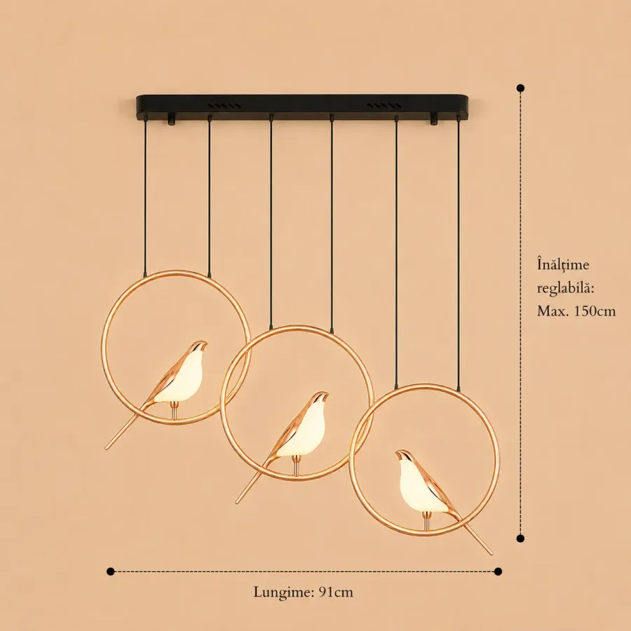 Bird-lustra led 3 pasari reglabila