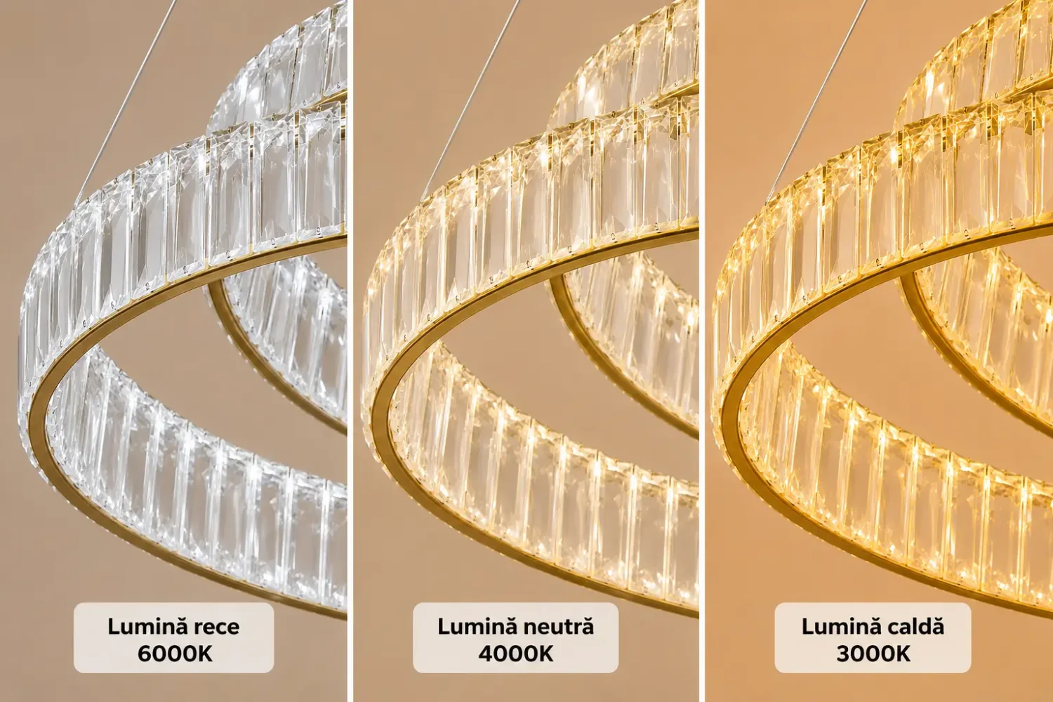 Arvia-lustra led luxury diam.60cm cu cristale si telecomanda