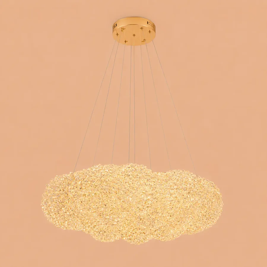 Celia-lustra led norisor aurie cu pietre de cristal
