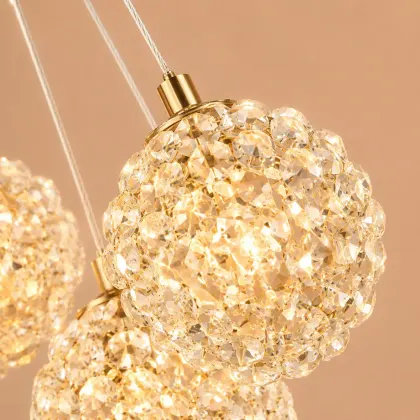 Celia-lustra led aurie cu 3 bile de cristal