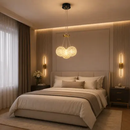 Celia-lustra led aurie cu 3 bile de cristal