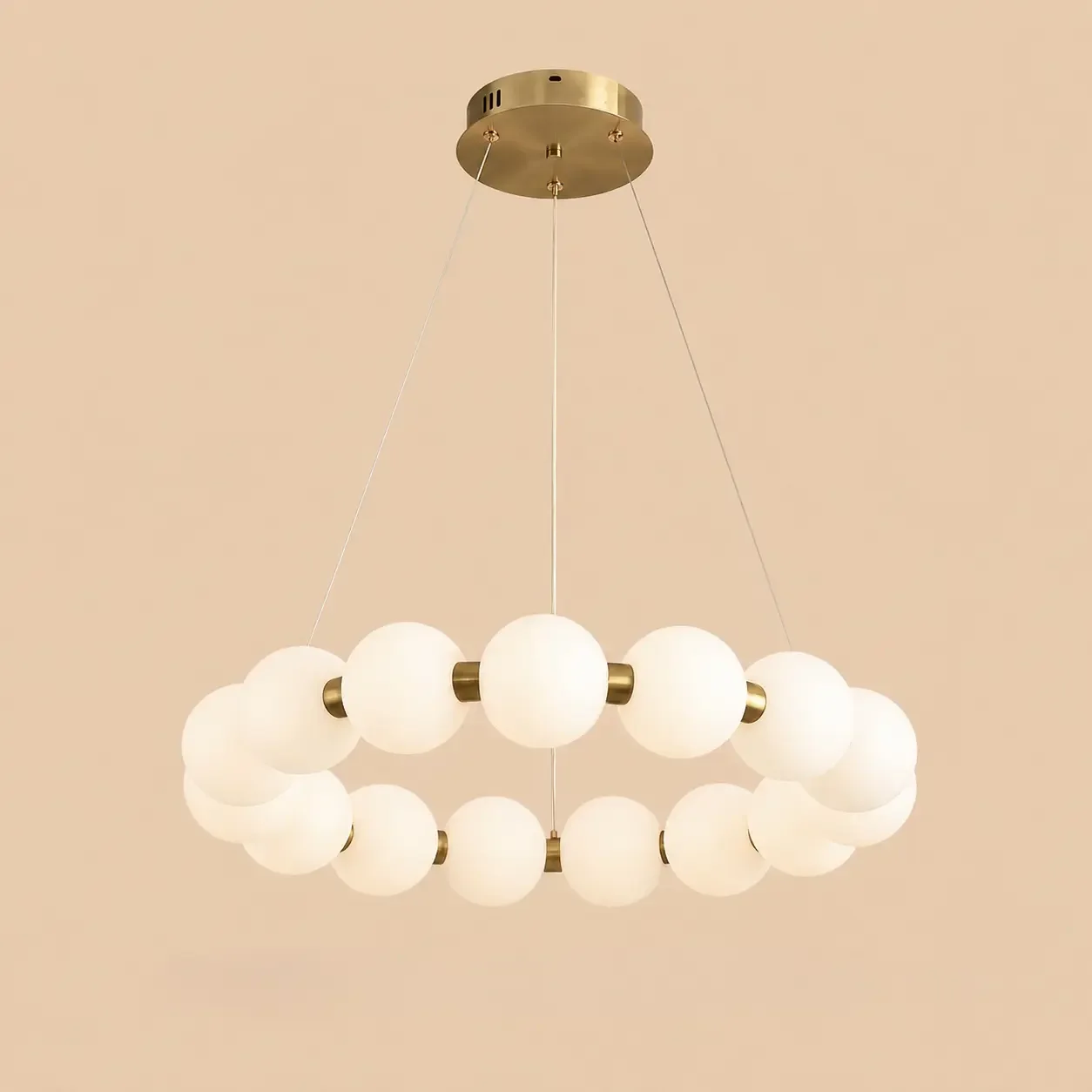 Aural-Lustra led cu globuri albe Diam.40cm