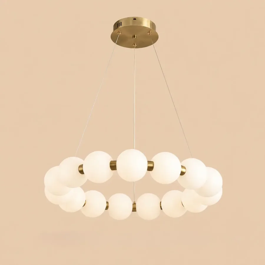 Aural-Lustra led cu globuri albe Diam.40cm