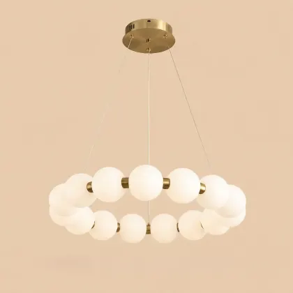 Aural-Lustra led cu globuri albe Diam.40cm