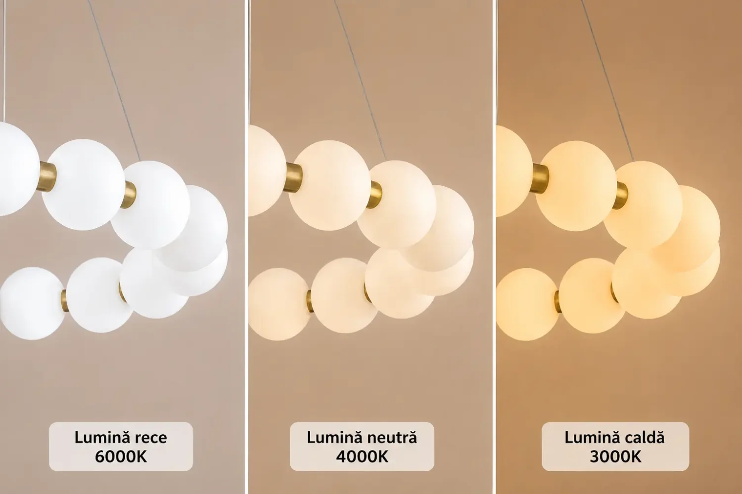 Aural-Lustra led cu globuri albe Diam.60cm