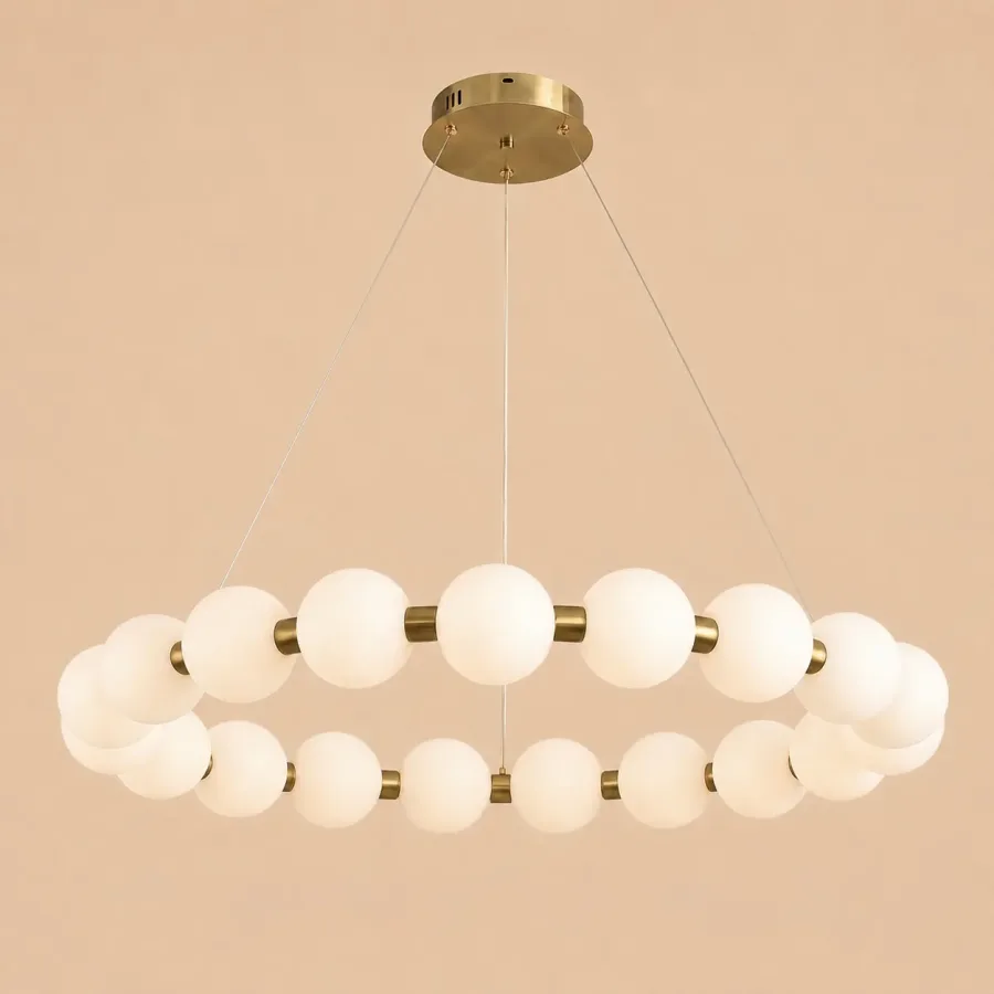 Aural-Lustra led cu globuri albe Diam.60cm