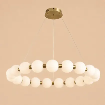Aural-Lustra led cu globuri albe Diam.60cm