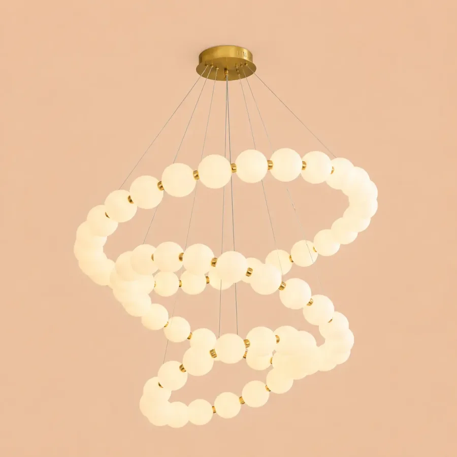 Aural-Lustra led cu globuri albe Diam.80cm