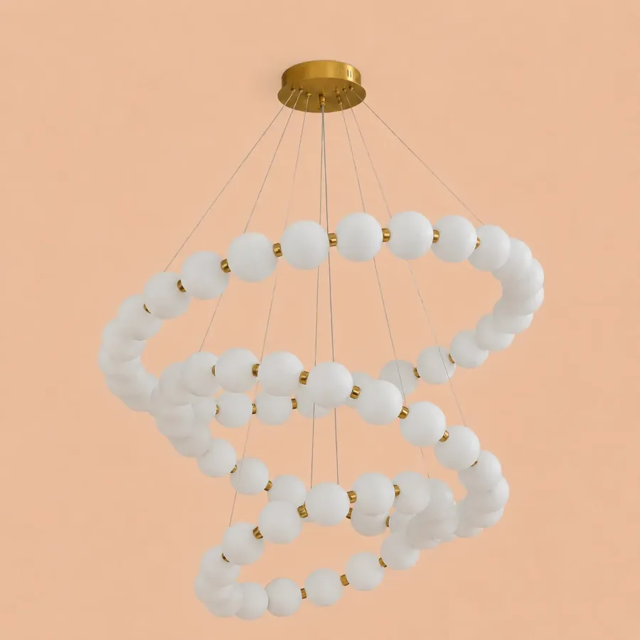Aural-Lustra led cu globuri albe Diam.80cm