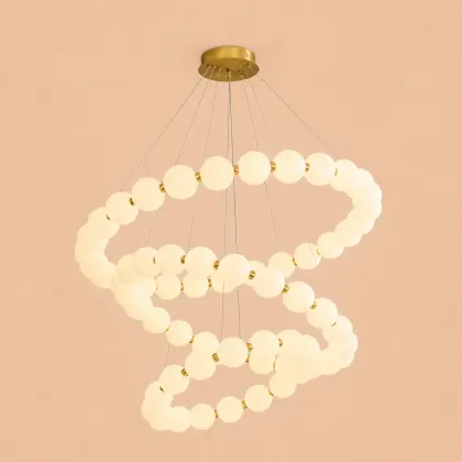 Aural-Lustra led cu globuri albe Diam.80cm