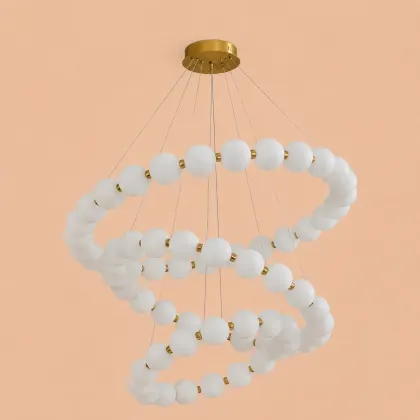 Aural-Lustra led cu globuri albe Diam.80cm