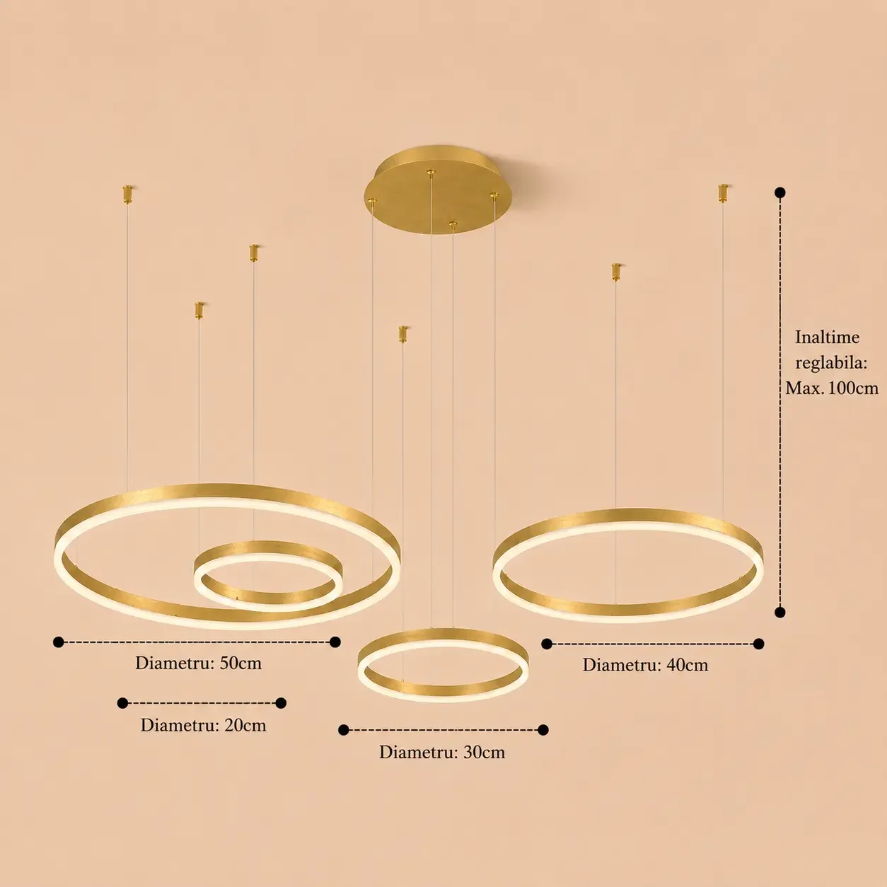 Vega-Lustra led minimalista cu cercuri reglabile