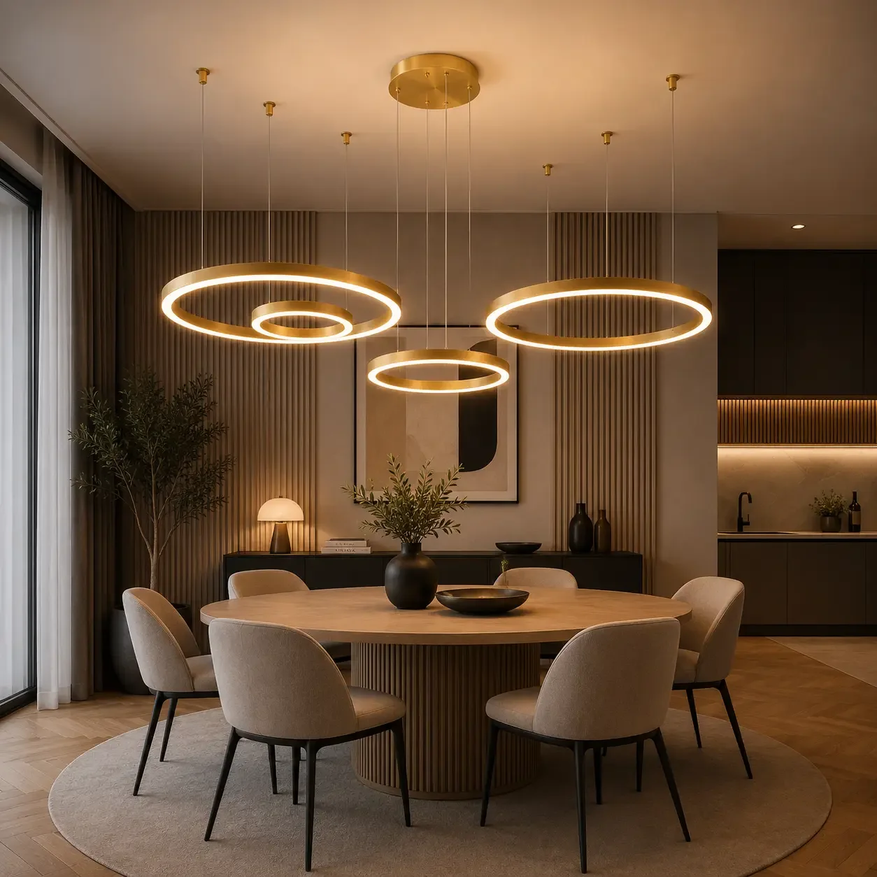 Vega-Lustra led minimalista cu cercuri reglabile