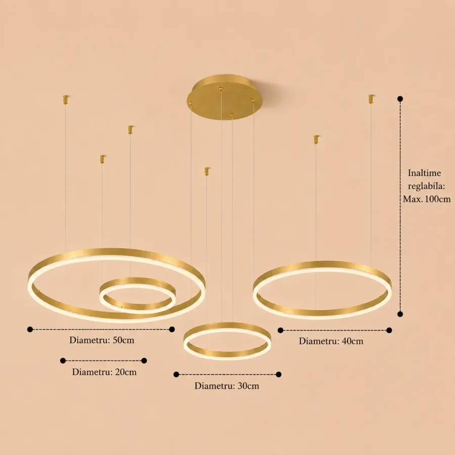 Vega-Lustra led minimalista cu cercuri reglabile