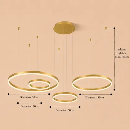 Vega-Lustra led minimalista cu cercuri reglabile