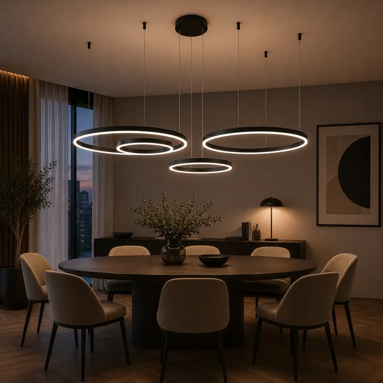 Vega-Lustra led minimalista cu cercuri reglabile