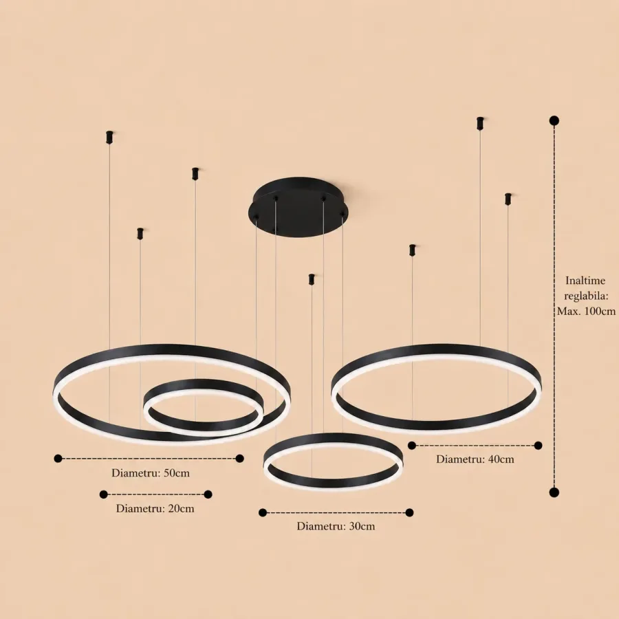 Vega-Lustra led minimalista cu cercuri reglabile