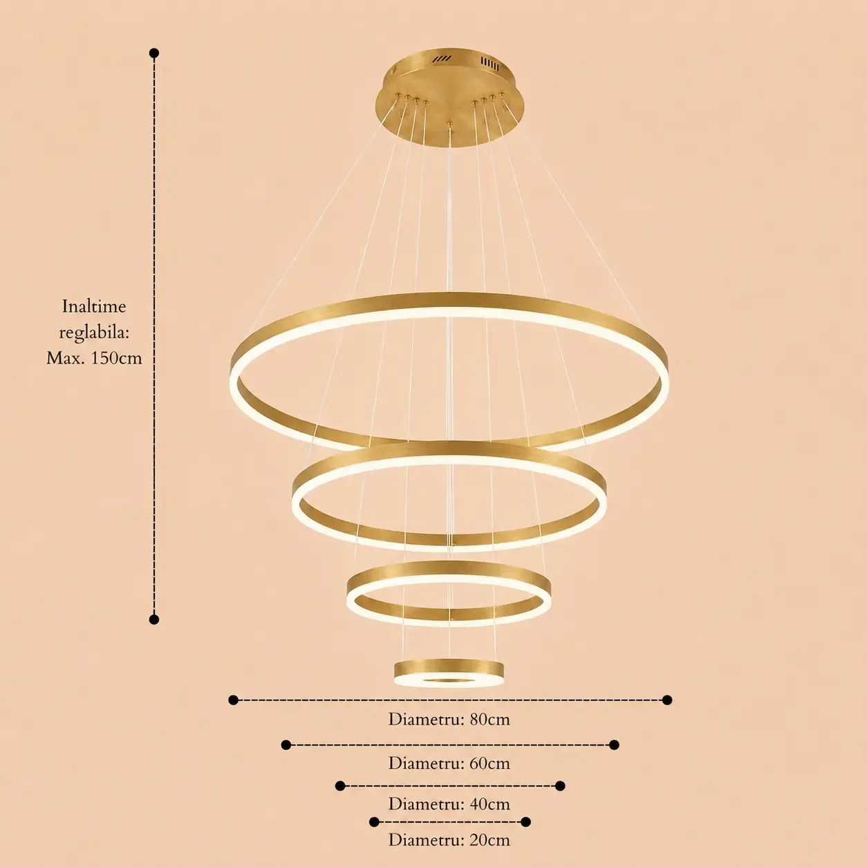 Vega-Lustra led minimalista cu cercuri reglabile