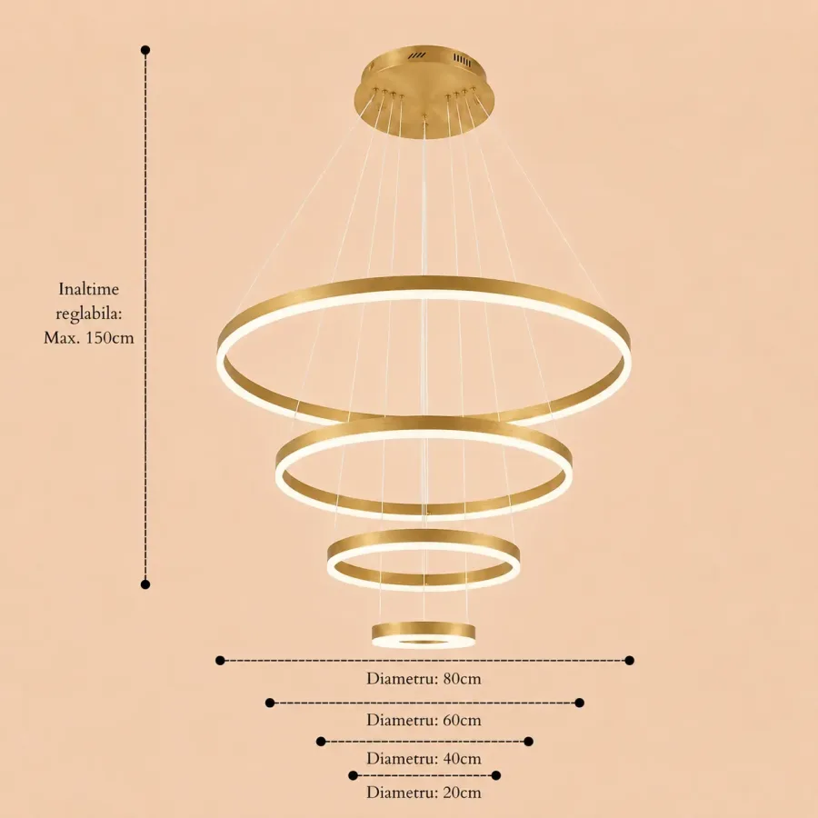 Vega-Lustra led minimalista cu cercuri reglabile
