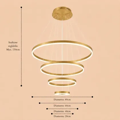 Vega-Lustra led minimalista cu cercuri reglabile