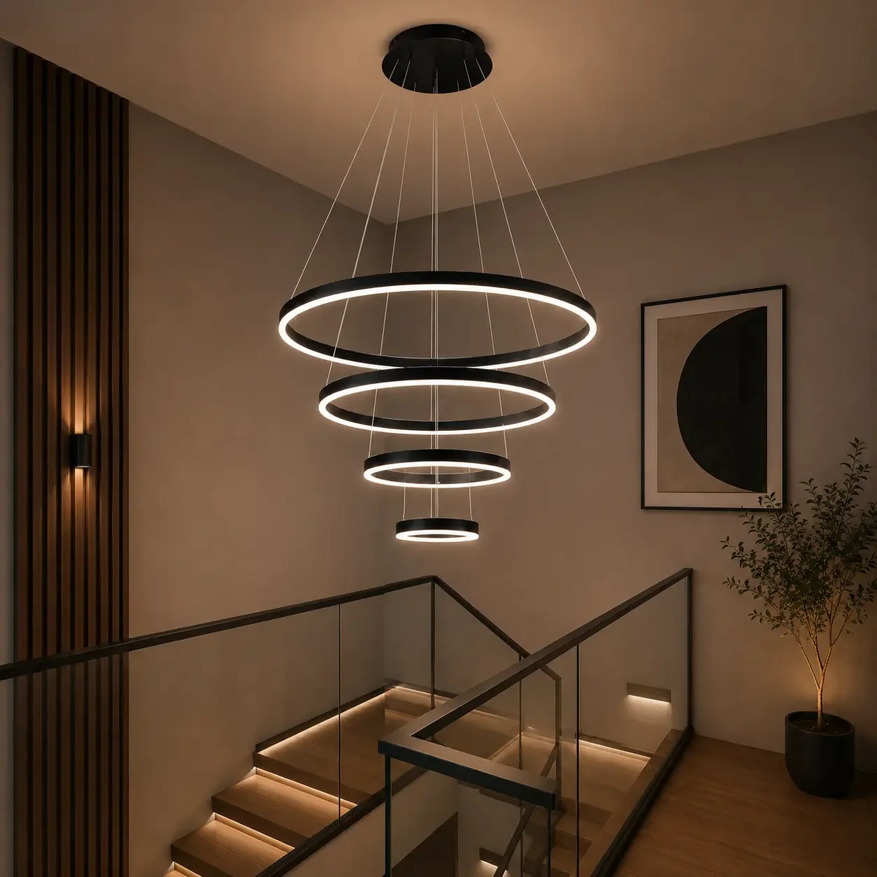 Vega-Lustra led minimalista cu cercuri reglabile