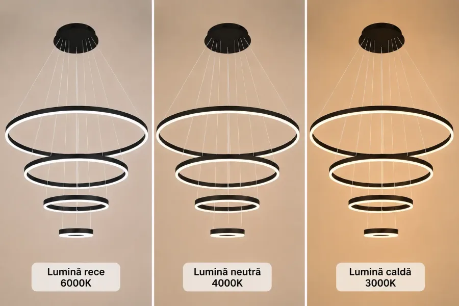 Vega-Lustra led minimalista cu cercuri reglabile