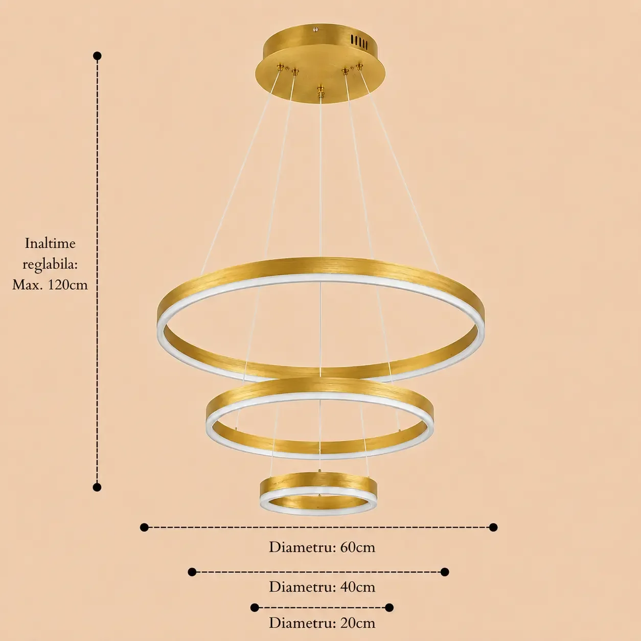 Vega-Lustra led minimalista cu cercuri reglabile