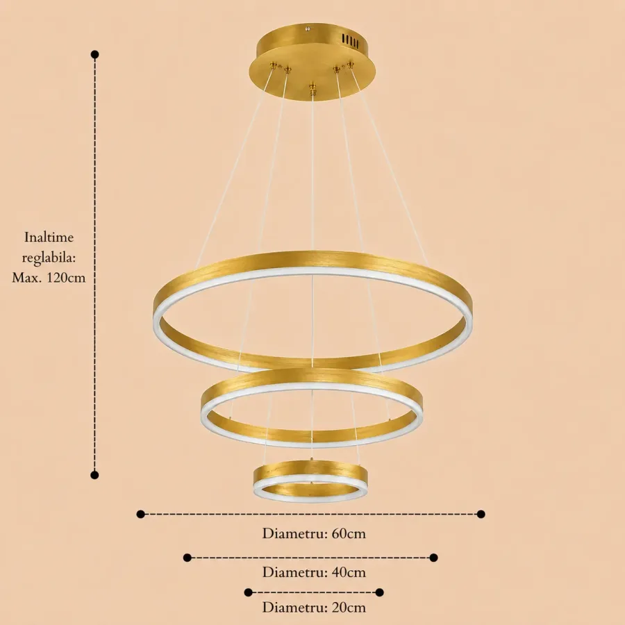 Vega-Lustra led minimalista cu cercuri reglabile