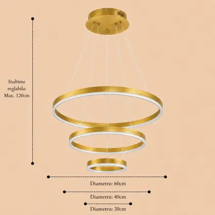 Vega-Lustra led minimalista cu cercuri reglabile