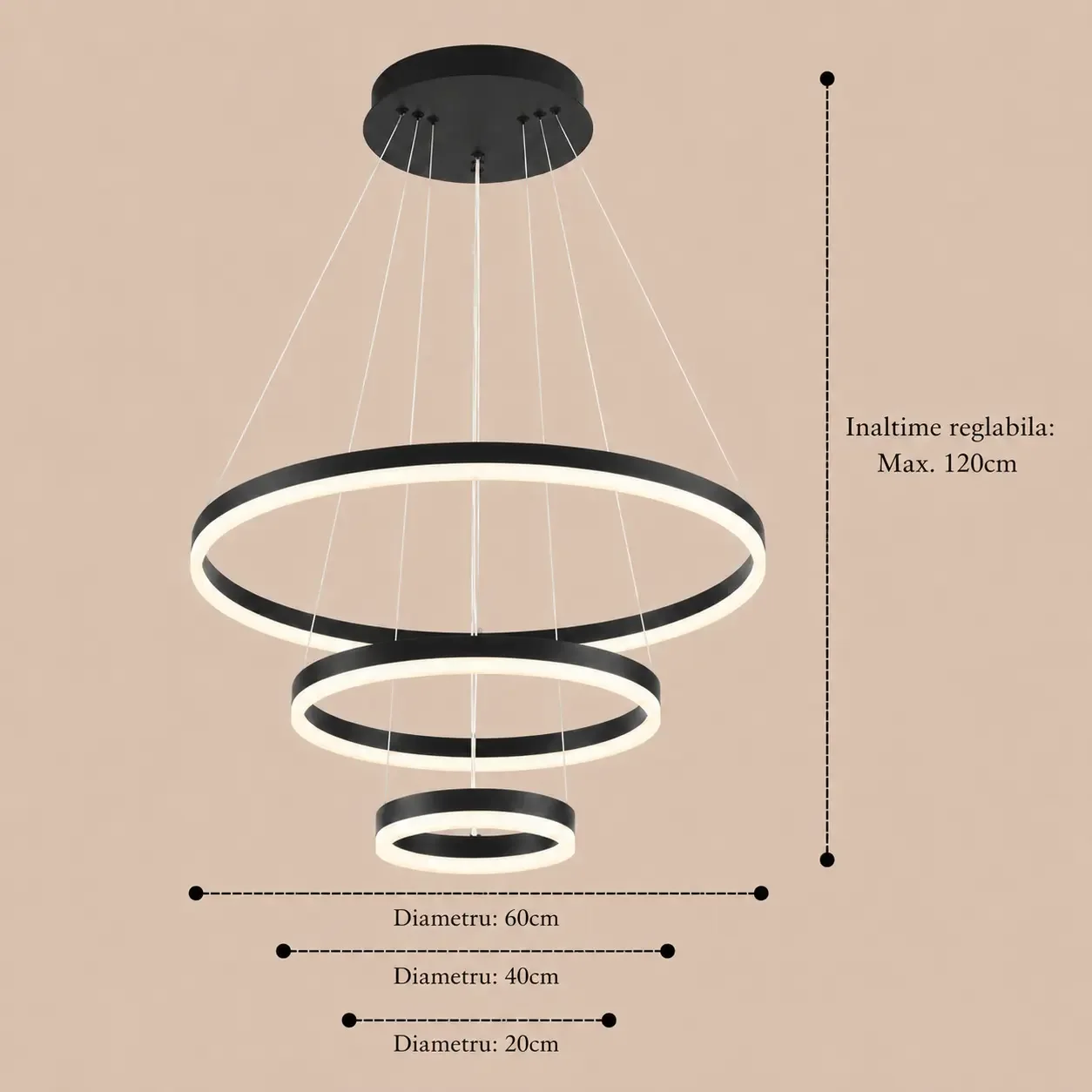 Vega-Lustra led minimalista cu cercuri reglabile