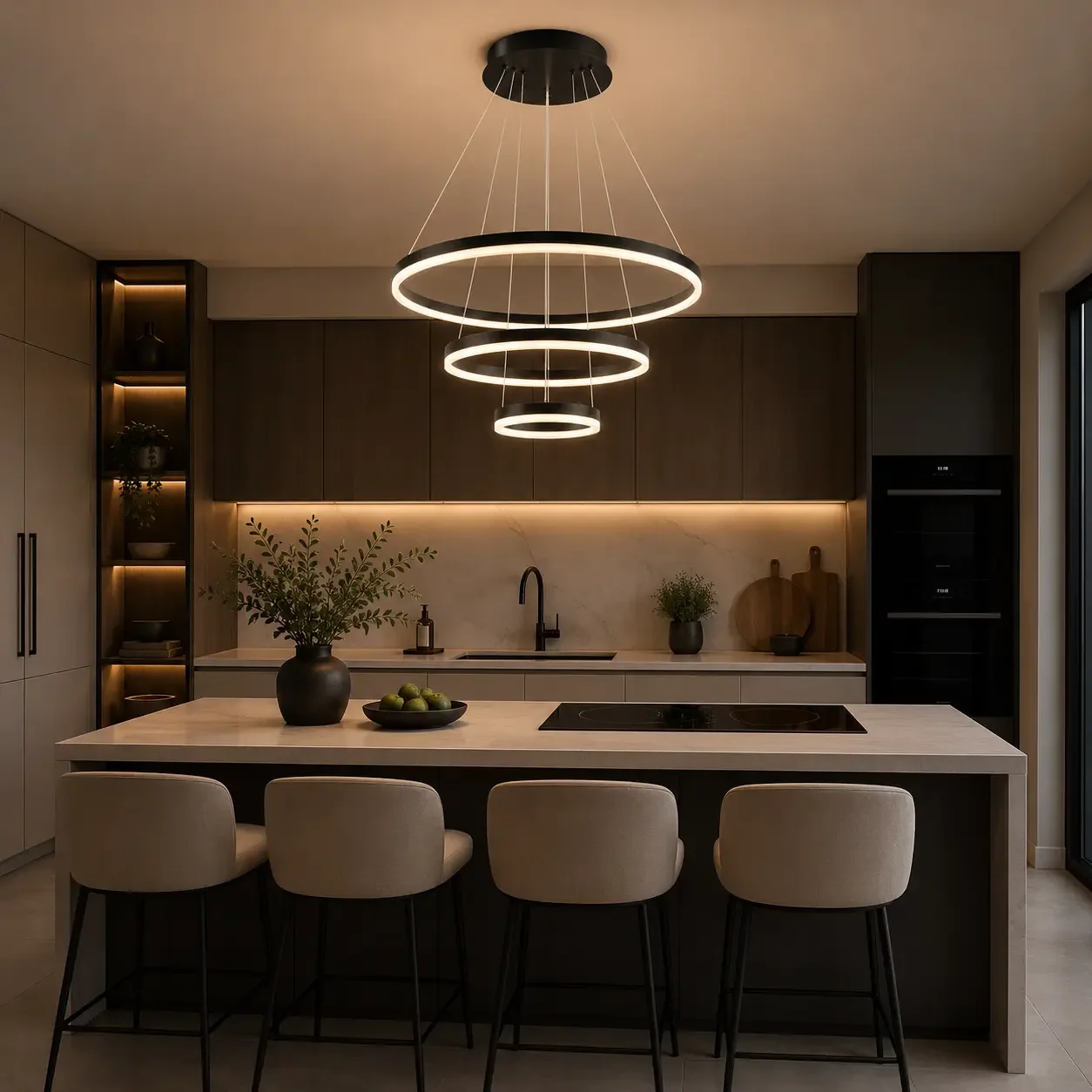 Vega-Lustra led minimalista cu cercuri reglabile