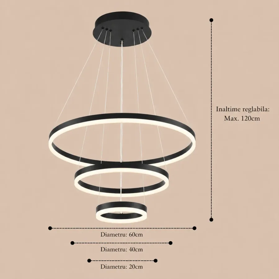 Vega-Lustra led minimalista cu cercuri reglabile