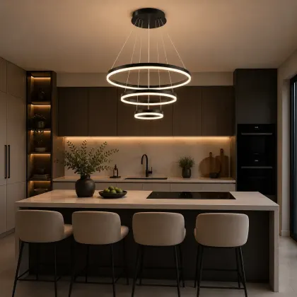 Vega-Lustra led minimalista cu cercuri reglabile