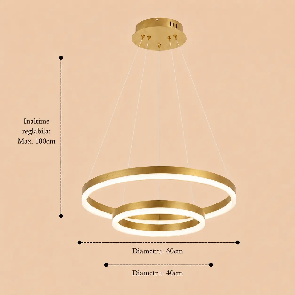 Vega-Lustra led minimalista cu cercuri reglabile