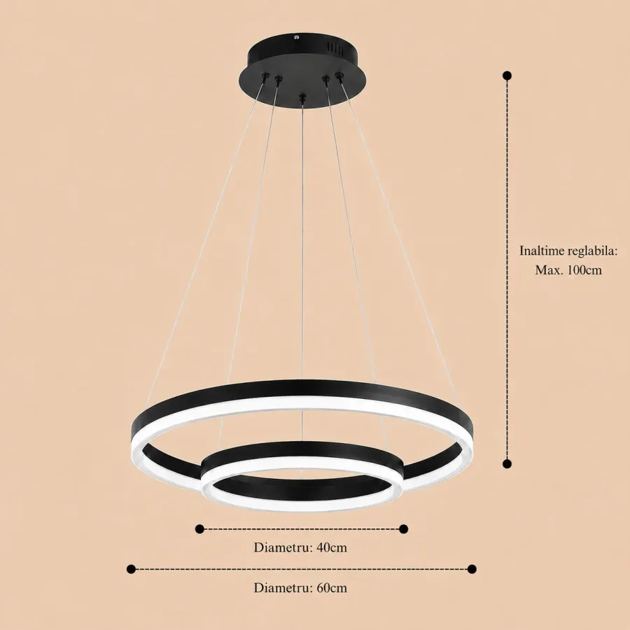 Vega-Lustra led minimalista cu cercuri reglabile