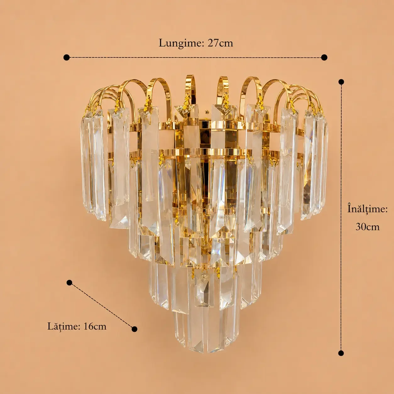 Pavia-Aplica Cristal cu 2 Becuri