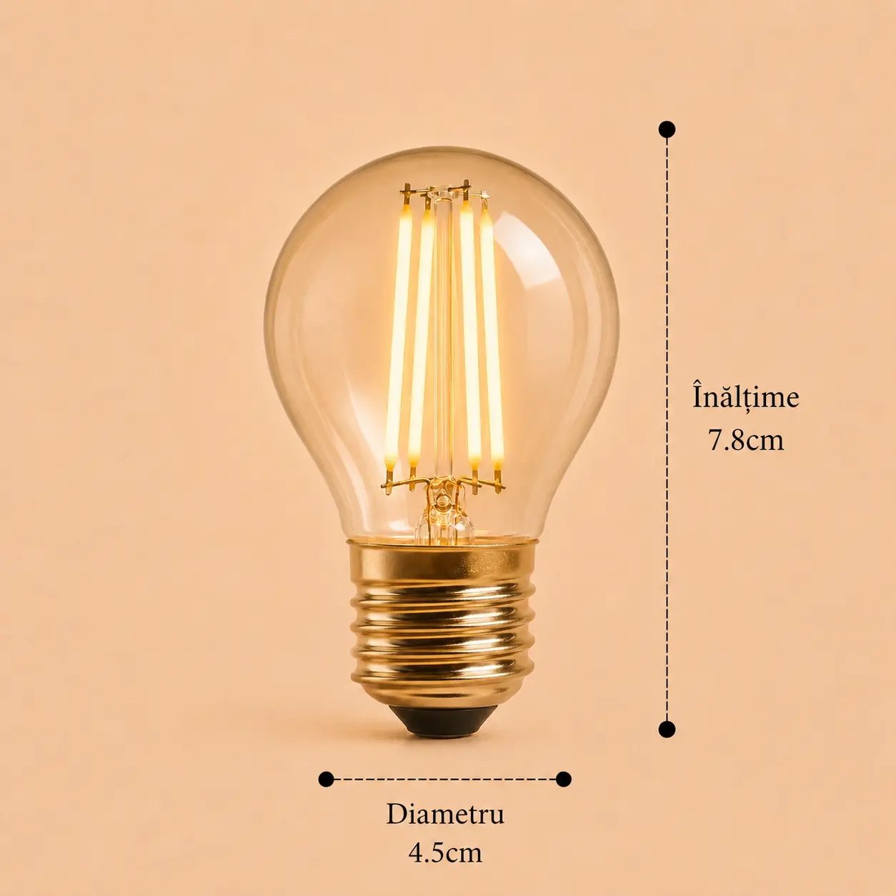 Bec Led Filament 4W E27 lumina calda model G45