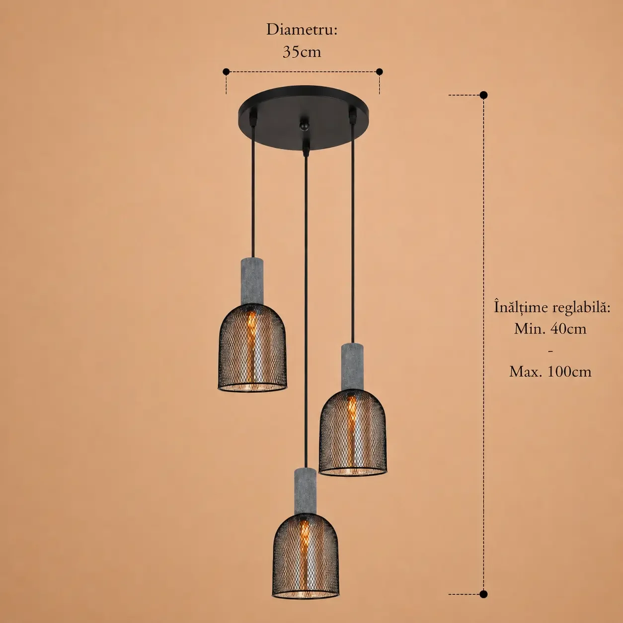 Stone-lustra urbana 3 pendule