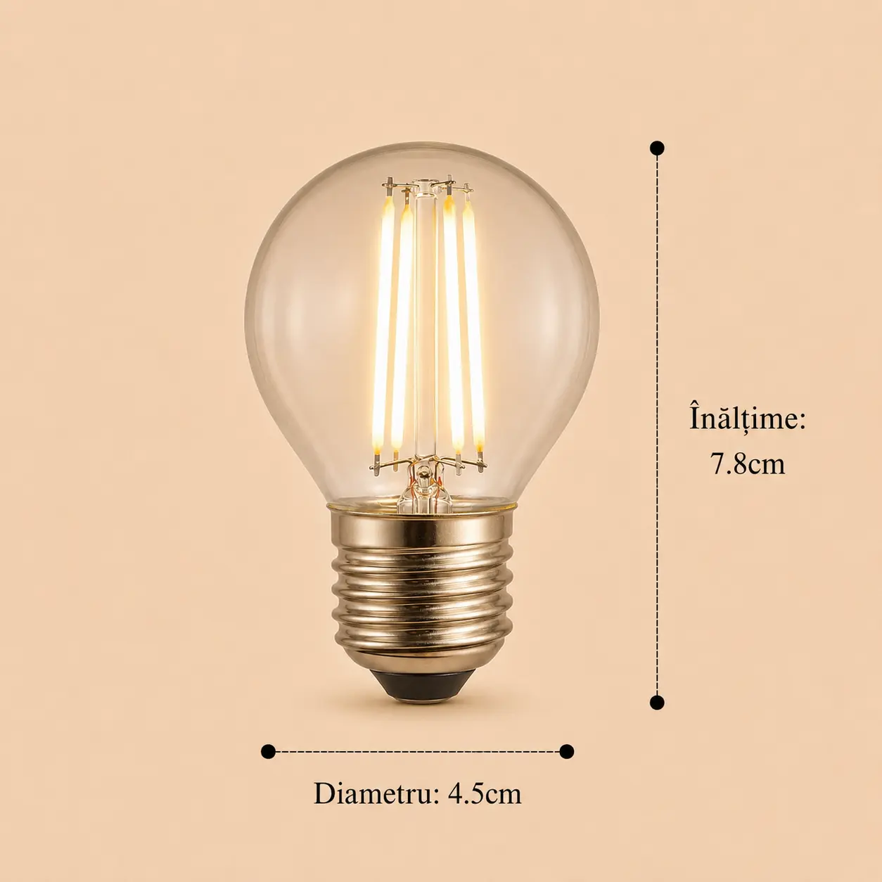 Bec Led Filament 4W E27 lumina neutra model G45