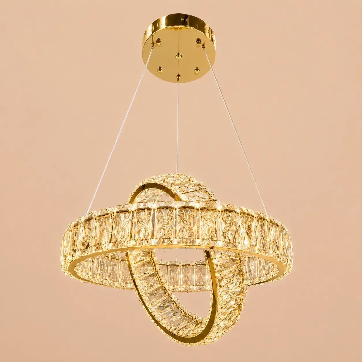 Angie-lustra led luxury cu cristale si telecomanda