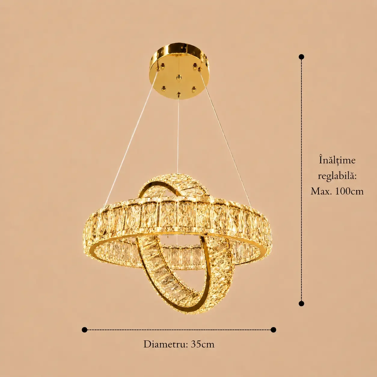 Angie-lustra led luxury cu cristale si telecomanda