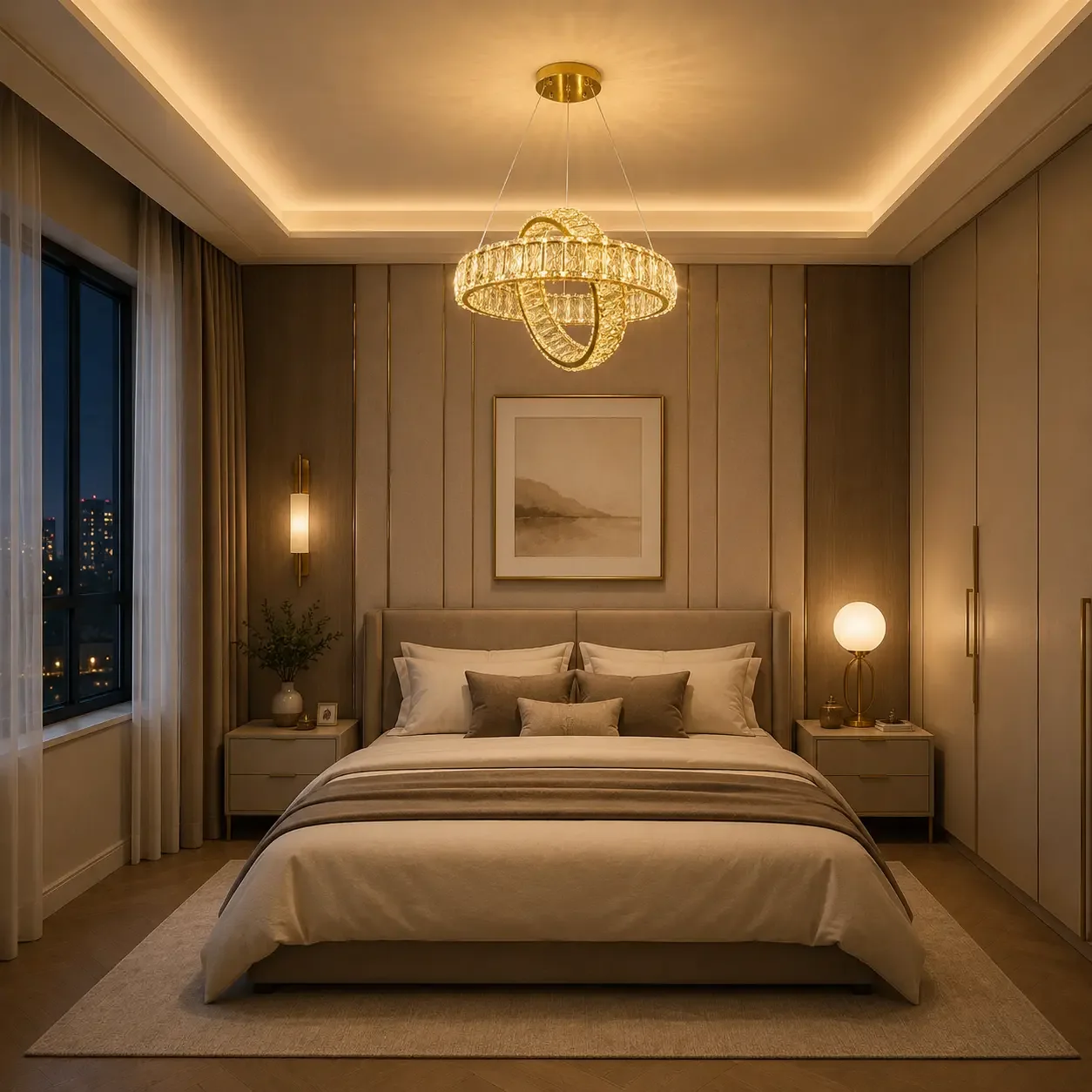 Angie-lustra led luxury cu cristale si telecomanda